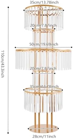 2PCS 5-Tier 43.3in Tall Gold Geometric Centerpiece Display with Crystal Pendants, Ice Curtain Crystal Flower, alternate view