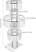 2PCS 5-Tier 43.3in Tall Silver Geometric Centerpiece Display with Crystal Pendants, Ice Curtain Crystal Flower, alternate