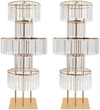 2PCS 5-Tier Crystal Flower Stand for Wedding Centerpieces, 43.3" Tall Crystal Flower Vase w/ Hanging Acrylic