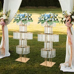 2PCS 5-Tier Crystal Flower Stand for Wedding Centerpieces, 43.3" Tall Crystal Flower Vase w/ Hanging Acrylic, alternate view
