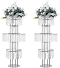 2PCS 5-Tier Silver Vases Centerpieces Stands (Sliver, Round) in Gold+Clear