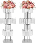 2pcs 5 Tier Wedding Flower Stand, 43.3" Square Base Vases Centerpieces in Silvery/Square Base