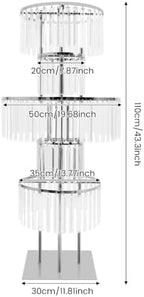 2pcs 5 Tier Wedding Flower Stand, 43.3" Square Base Vases Centerpieces in Silvery/Square Base, alternate view 2