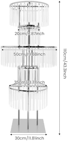 2pcs 5 Tier Wedding Flower Stand, 43.3" Square Base Vases Centerpieces in Silvery/Square Base, alternate view 2
