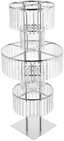 2pcs 5 Tier Wedding Flower Stand, 43.3" Square Base Vases Centerpieces in Silvery/Square Base, alternate view 3