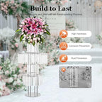 2Pcs 5 Tiers Wedding Centerpieces Vase, 43.3In Silvery Acrylic Flower Vase with Hanging Crystals, Circle, alternate view 2