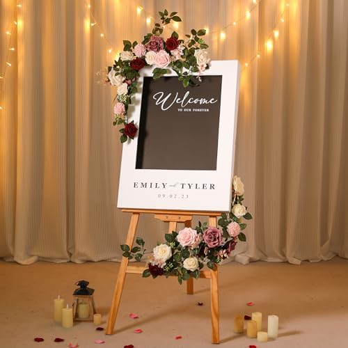 2Pcs 5FT Dusty Rose Artificial Flower Garland Blush Rose Floral Garland Arch Rose Vine for Wedding Ceremony, alternate view 4