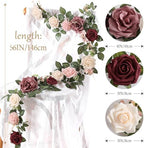 2Pcs 5FT Dusty Rose Artificial Flower Garland Blush Rose Floral Garland Arch Rose Vine for Wedding Ceremony, alternate view 5
