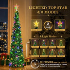 2PCS 5FT Pop Up Christmas Trees with Lighted Top Star for Decorations, Green in Green, alternate view 2