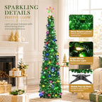 2PCS 5FT Pop Up Christmas Trees with Lighted Top Star for Decorations, Green in Green, alternate view 5