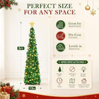 2PCS 5FT Pop Up Christmas Trees with Lighted Top Star for Decorations, Green in Green, alternate view 6