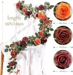 2Pcs 5FT Terracotta Artificial Flower Garland Fall Floral Garland Burnt Orange Arch Rose Vine for Wedding, alternate view 6
