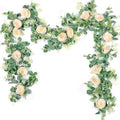 2Pcs 6.5FT Fake Floral Greenery Garland for Backdrop Wedding Decor