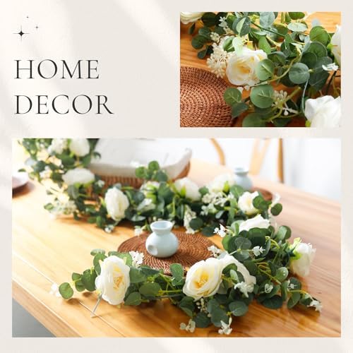 2Pcs 6.5FT Fake Floral Greenery Garland for Backdrop Wedding Decor, alternate view 5