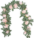 2Pcs 6.5FT Pink Rose Fake Flower Garland for Wedding Backdrop