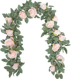 2Pcs 6.5FT Pink Rose Fake Flower Garland for Wedding Backdrop