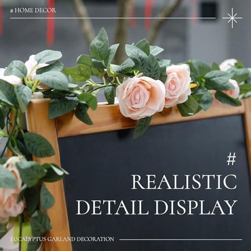 2Pcs 6.5FT Pink Rose Fake Flower Garland for Wedding Backdrop, alternate view 5