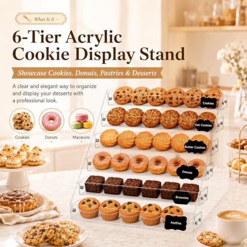 2Pcs 6-Tier Acrylic Cookie Display Stand, Clear Tiered Tiered Dessert Stand, alternate view 3