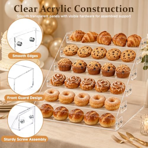 2Pcs 6-Tier Acrylic Cookie Display Stand, Clear Tiered Tiered Dessert Stand, alternate view 6