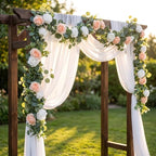 2Pcs 6FT Artificial Flowers Eucalyptus Garlands Fake Silk Roses Hanging Floral Vines for Home Room Party Wedding, alternate