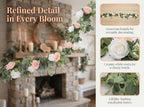2Pcs 6FT Artificial Flowers Eucalyptus Garlands Fake Silk Roses Hanging Floral Vines for Home Room Party Wedding, alternate