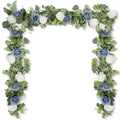 2Pcs 6FT Artificial Flowers Eucalyptus Garlands Fake Silk Roses Hanging Floral Vines for Home Room Party Wedding