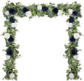 2Pcs 6FT Artificial Flowers Eucalyptus Garlands Fake Silk Roses Hanging Floral Vines for Home Room Party Wedding