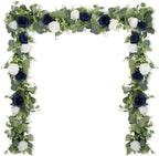 2Pcs 6FT Artificial Flowers Eucalyptus Garlands Fake Silk Roses Hanging Floral Vines for Home Room Party Wedding