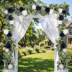 2Pcs 6FT Artificial Flowers Eucalyptus Garlands Fake Silk Roses Hanging Floral Vines for Home Room Party Wedding, alternate