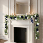 2Pcs 6FT Artificial Flowers Eucalyptus Garlands Fake Silk Roses Hanging Floral Vines for Home Room Party Wedding, alternate