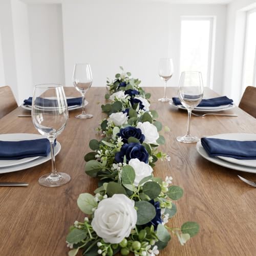 2Pcs 6FT Artificial Flowers Eucalyptus Garlands Fake Silk Roses Hanging Floral Vines for Home Room Party Wedding, alternate