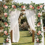 2Pcs 6FT Artificial Flowers Eucalyptus Garlands Fake Silk Roses Hanging Floral Vines for Home Room Party Wedding, alternate