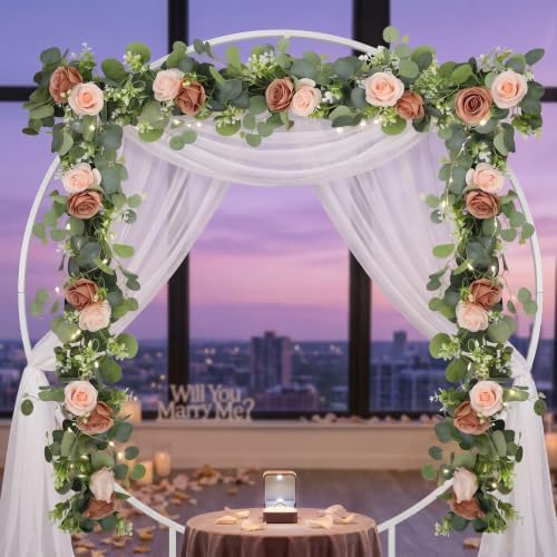 2Pcs 6FT Artificial Flowers Eucalyptus Garlands Fake Silk Roses Hanging Floral Vines for Home Room Party Wedding, alternate
