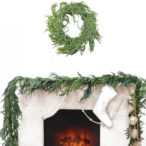 2PCS 6Ft Artificial Norfolk Pine Garlands, Real Touch Winter Pine Garland, Green Artificial Greenery Garland for, alternate