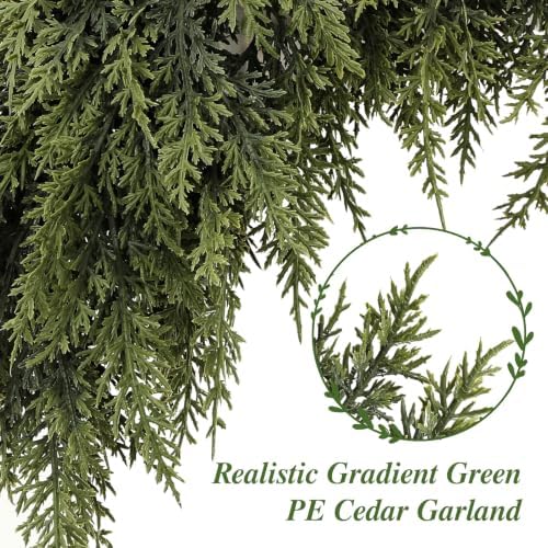 2PCS 6FT Christmas Garland, Encrypting Real Touch Cedar Garland in Green, alternate view 5