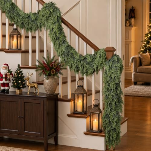 2PCS 6FT Christmas Garland, Encrypting Real Touch Cedar Garland in Green, alternate view 6