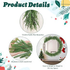 2Pcs 6FT Christmas Garland, Norfolk Pine Garland for Mantle Decor, alternate view 4