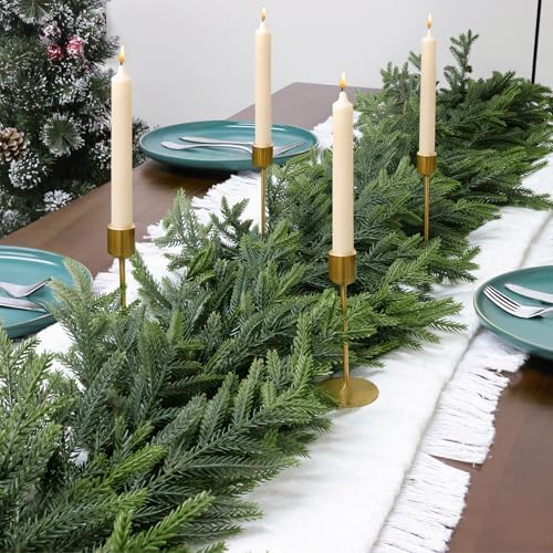 2Pcs 6FT Christmas Garland, Norfolk Pine Garland for Mantle Decor, alternate view 6