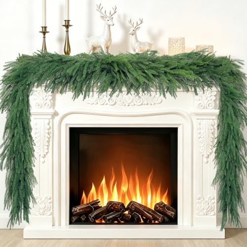 2Pcs 6FT Christmas Garlands, Real Touch Artificial Norfolk Pine Garlands in Green, alternate view 3