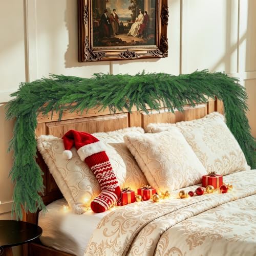 2Pcs 6FT Christmas Garlands, Real Touch Artificial Norfolk Pine Garlands in Green, alternate view 5