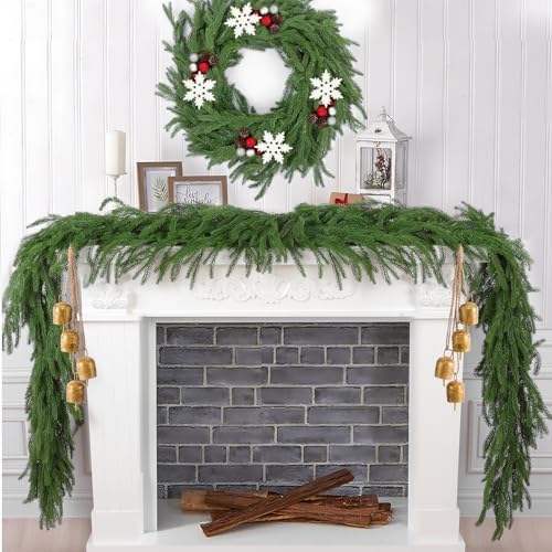 2Pcs 6FT Christmas Garlands, Real Touch Norfolk Pine Garland, alternate view 4