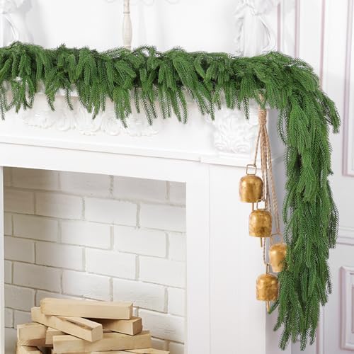 2Pcs 6FT Christmas Garlands, Real Touch Norfolk Pine Garland, alternate view 5