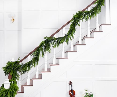 2Pcs 6Ft Christmas Garlands, Real Touch Norfolk Pine Garland, Christmas Decor in Green, alternate view 6