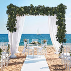 2Pcs 6FT Eucalyptus Garland, Green Garland with Flowers, Artificial Faux Greenery Vines for centerpieces Wedding, alternate