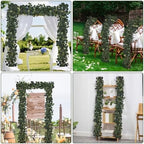 2Pcs 6FT Eucalyptus Garland, Green Garland with Flowers, Artificial Faux Greenery Vines for centerpieces Wedding, alternate