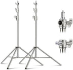 2Pcs 9.2ft Stainless Steel Light Stands, Spring Cushioned Heavy Duty Photography Tripod Stand with 1/4"-3/8"
