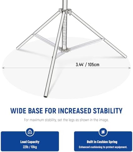 2Pcs 9.2ft Stainless Steel Light Stands, Spring Cushioned Heavy Duty Photography Tripod Stand with 1/4"-3/8", alternate view