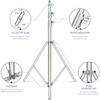 2Pcs 9.2ft Stainless Steel Light Stands, Spring Cushioned Heavy Duty Photography Tripod Stand with 1/4"-3/8", alternate view