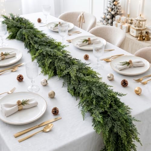 2PCS 9FT Artificial Cedar Garland for Christmas Decoration, alternate view 4
