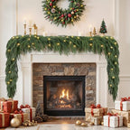 2PCS 9FT Artificial Christmas Garland with Lights, Norfolk Pine Garland in Green, alternate view 2